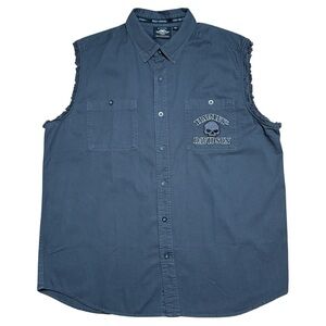 Harley-Davidson Willie G Skull Cotton Canvas Sleeveless Blowout Shirt Vest 2XL